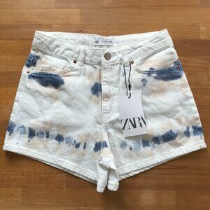 Zara Girls White Denim Tie Dye Cotton Jean Shorts Size 13-14